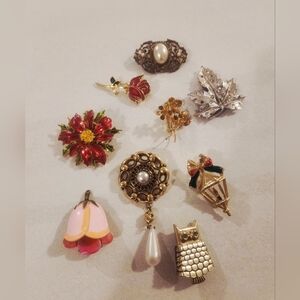 Assorted Women's Decorative Brooch Pin - Gold, Red, Pink, Silver
